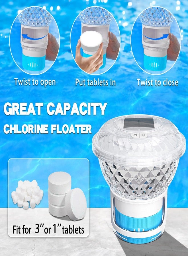 FineBud Solar Pool Chlorine Floater, Chlorine Floater with Colorful Lights, Button Control Floating Pool Chlorine Dispenser for Hot Tub - Image 4