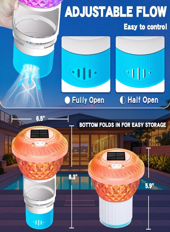 FineBud Solar Pool Chlorine Floater, Chlorine Floater with Colorful Lights, Button Control Floating Pool Chlorine Dispenser for Hot Tub - Image 5