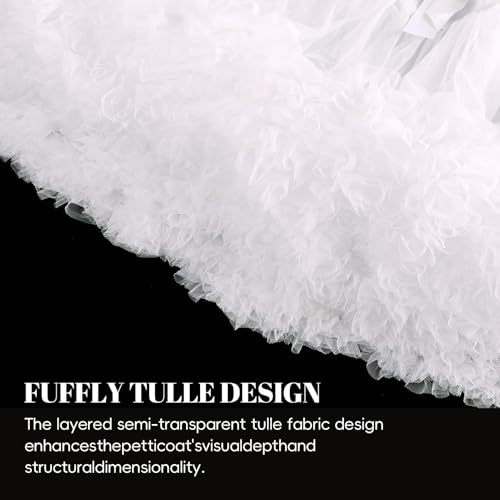 iHUFeather Womens Petticoat Tutu Skirt 3-Layered Pleated Tulle Underskirt Puffy Ballet Party Skirt (White) - Image 4