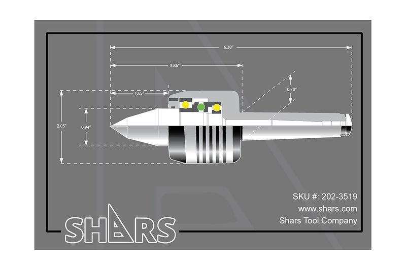 Shars مركز حي ذو أنف طويل 2MT #2 مخروط مورس ثلاثي المحامل لآلة CNC 202-3519 - Image 2