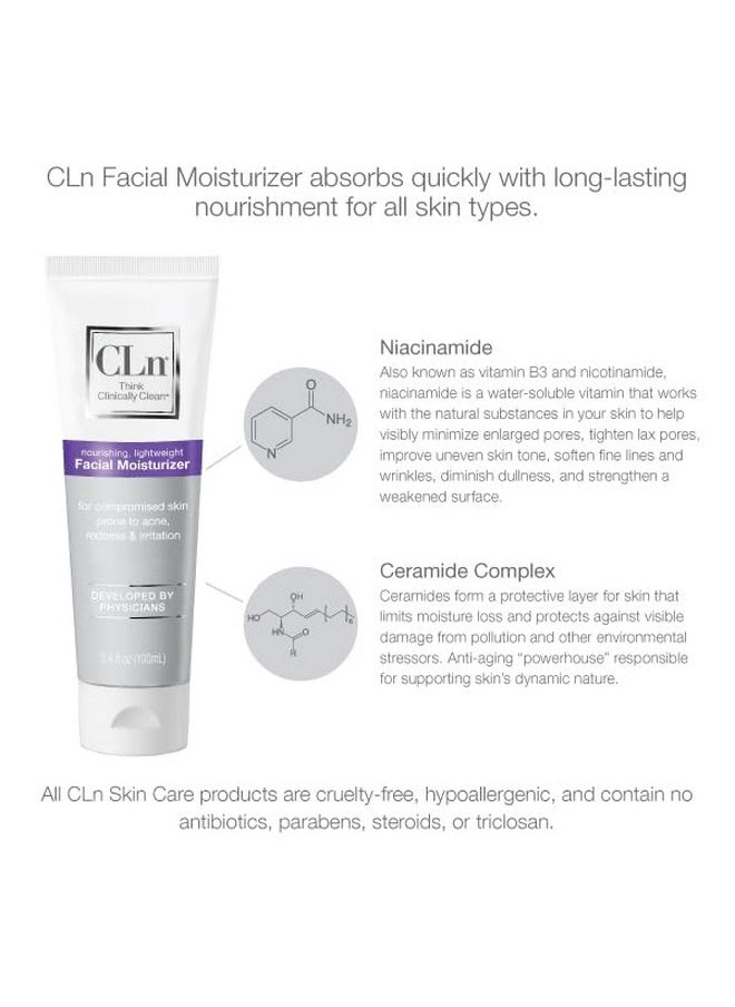 cln - CLn® Facial Moisturizer - Soothes & Calms Skin, Helps Reduce Appearance of Redness, Locks in Moisture without Clogging Pores, Dermatologist & Clinically Tested, 3.4 oz. - Image 1