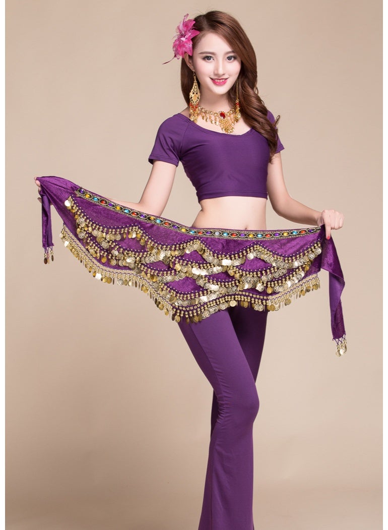 عملات ذهبية رقص البطن حزام الورك مع 328 عملات (أرجواني) - Image 1