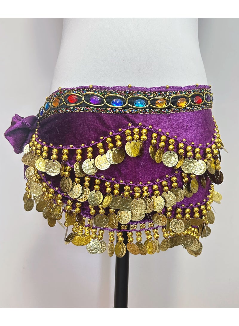 عملات ذهبية رقص البطن حزام الورك مع 328 عملات (أرجواني) - Image 3