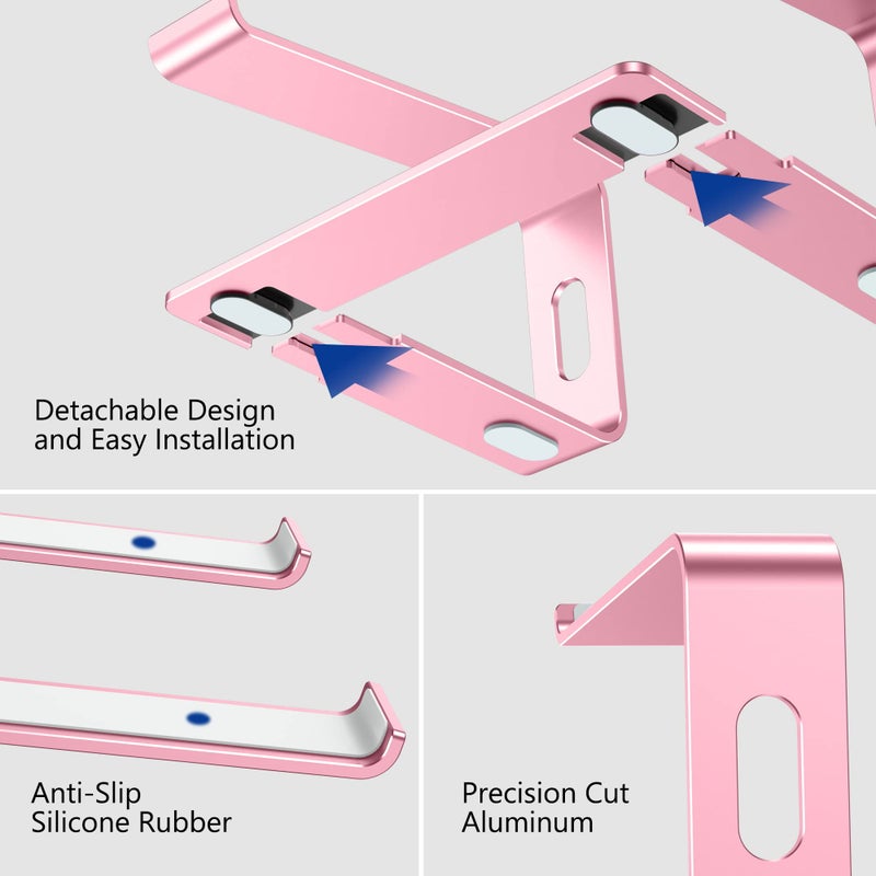 BESIGN LS03 Aluminum Laptop Stand, Ergonomic Detachable Computer Stand, Notebook Holder Compatible with Air, Pro, Dell, HP, Lenovo More 10-15.6" Laptops, Pink - Image 5