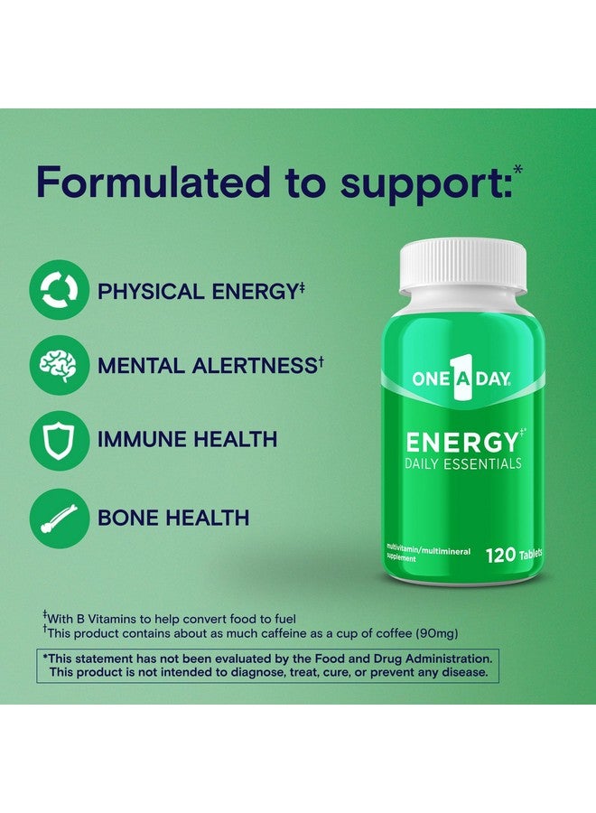 One A Day Energy Daily Essentials Multivitamin, Energy Supplement to Support Physical Energy & Mental Alertness Support with Vitamin B6, Vitamin B12, Caffeine & Folic Acid, 120 Count - Image 3