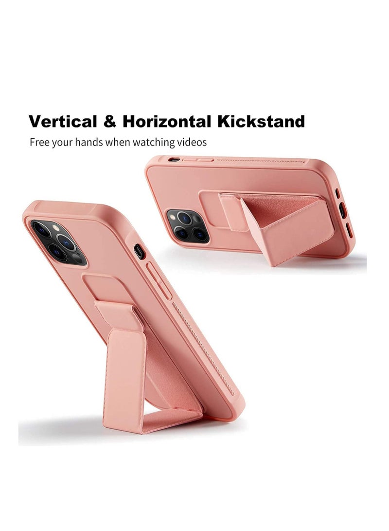 iPhone 13 pro Max 6.7" Case with Magnetic Stand & Holder, Premium Silicone Vertical & Horizontal Hand Strap and Grip and Multi Stand, Car Mount Kickstand Case Finger Strap Cover - Image 2