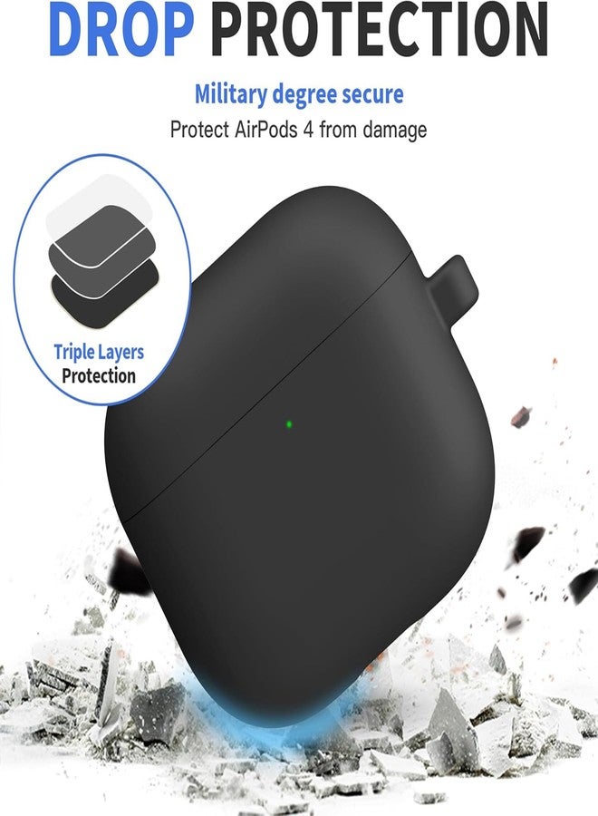 USTIYA Case for AirPods 4 2024 Wireless Headphones Protection Cover Full-Body Soft Silicone with Keychain Headphone Accessories Funda Carcasa (Black) - Image 5