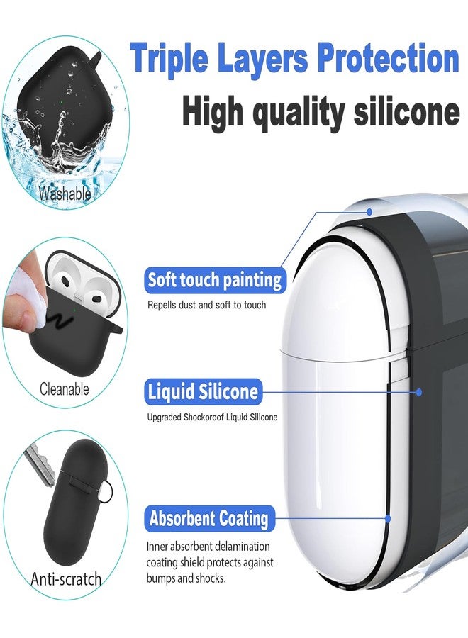USTIYA Case for AirPods 4 2024 Wireless Headphones Protection Cover Full-Body Soft Silicone with Keychain Headphone Accessories Funda Carcasa (Black) - Image 4