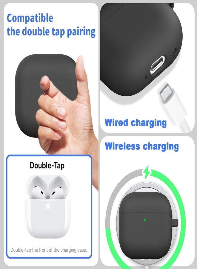 USTIYA Case for AirPods 4 2024 Wireless Headphones Protection Cover Full-Body Soft Silicone with Keychain Headphone Accessories Funda Carcasa (Black) - Image 3