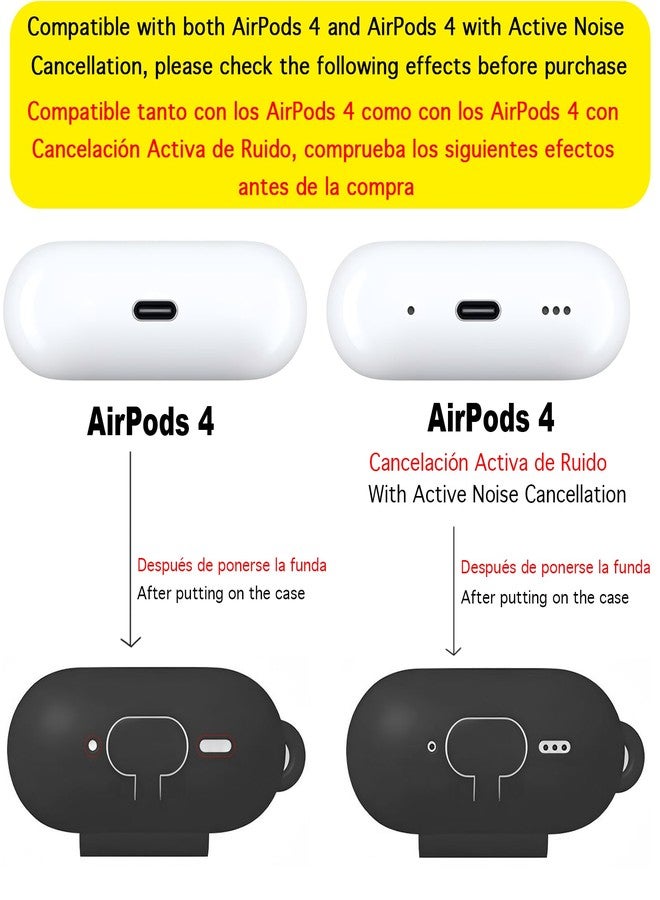 USTIYA Case for AirPods 4 2024 Wireless Headphones Protection Cover Full-Body Soft Silicone with Keychain Headphone Accessories Funda Carcasa (Black) - Image 2
