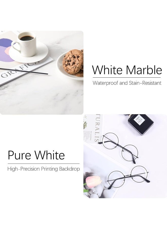 BPA 2 Marble 24x24in Photography Backdrop Boards with 2 PCS Bracket for Flat Lay or Food Photography Background Marble and White Backdrop Photo Table Backdrop - Image 4