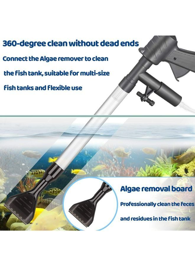 زي يانج منظف ​​حصى حوض السمك، جهاز تغيير مياه حوض السمك مطور حديثًا مزود بزر ضغط هواء وفوهة طويلة للتحكم في تدفق المياه - Image 5