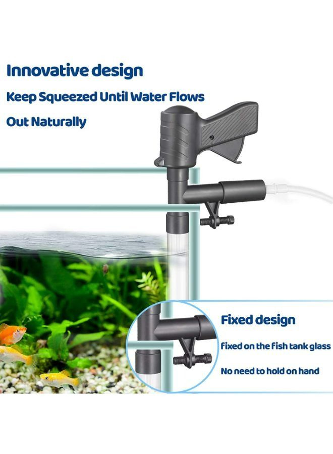 زي يانج منظف ​​حصى حوض السمك، جهاز تغيير مياه حوض السمك مطور حديثًا مزود بزر ضغط هواء وفوهة طويلة للتحكم في تدفق المياه - Image 4