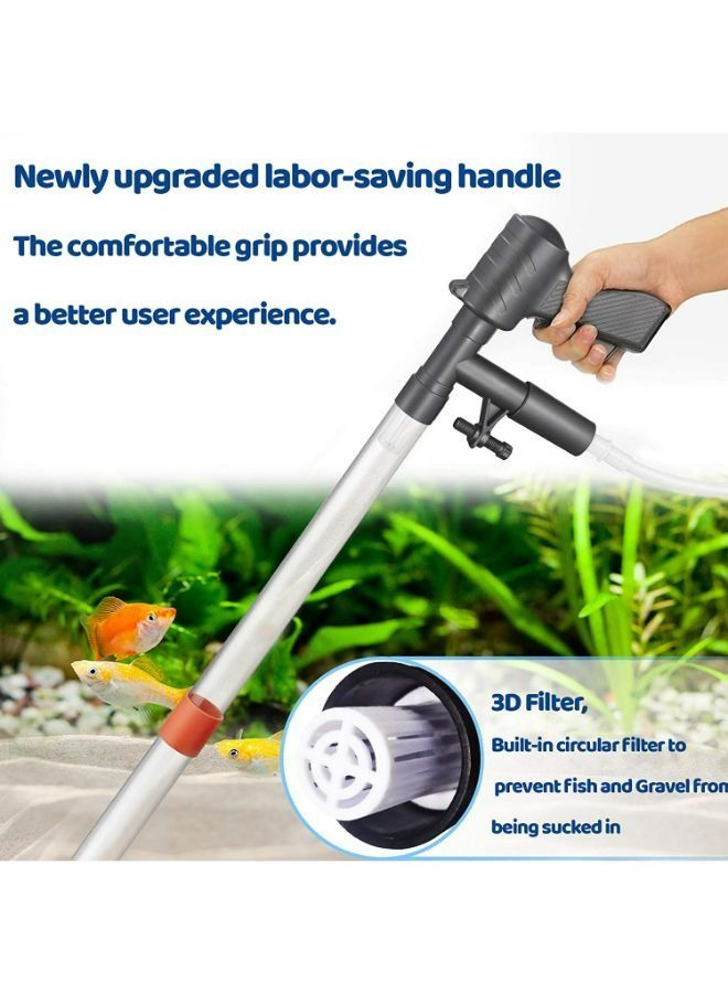 زي يانج منظف ​​حصى حوض السمك، جهاز تغيير مياه حوض السمك مطور حديثًا مزود بزر ضغط هواء وفوهة طويلة للتحكم في تدفق المياه - Image 3