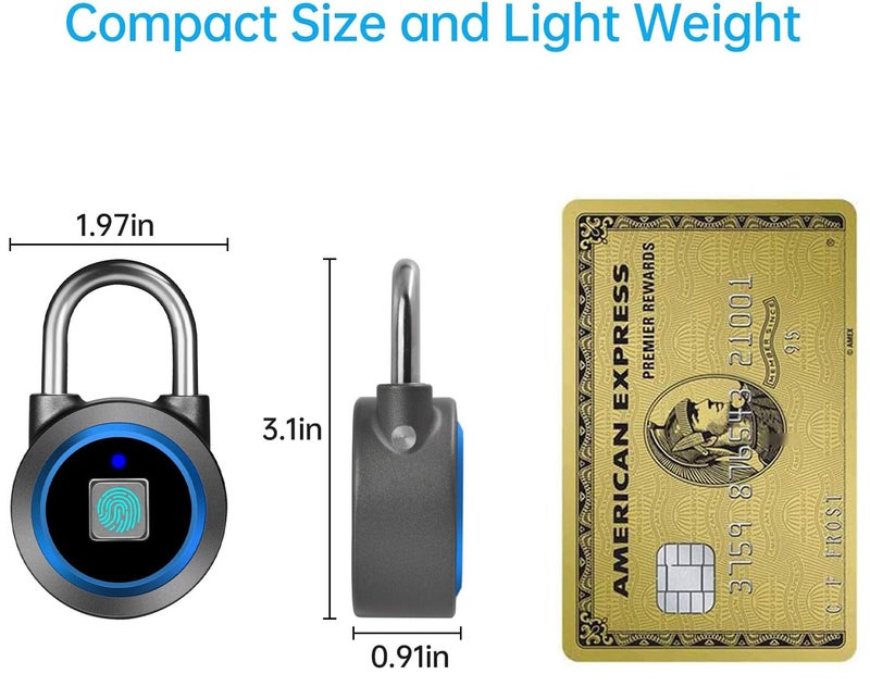 MEGAFEIS Fingerprint Padlock, Bluetooth Lock, Mobile APP, MEGAFEIS Smart Padlock with Keyless Biometric, Water Resistant, Suitable for Gym, Sports, Bike, School, Fence and Storage(Blue) - Image 5
