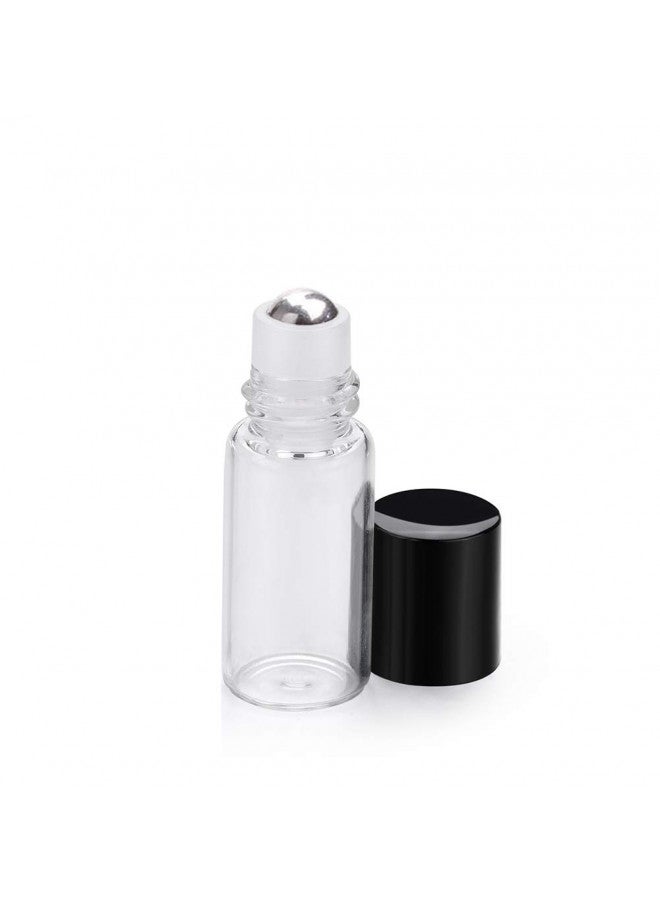 USRommaner 50 Pack 3ml Clear Glass Sample Vials For Essential Oils,Empty Glass Roller Bottle With Stainless Steel Roller Ball 3/4 Dram Glass Vials Perfume Roll On container-funnel,Opener,Dropper Included - Image 2