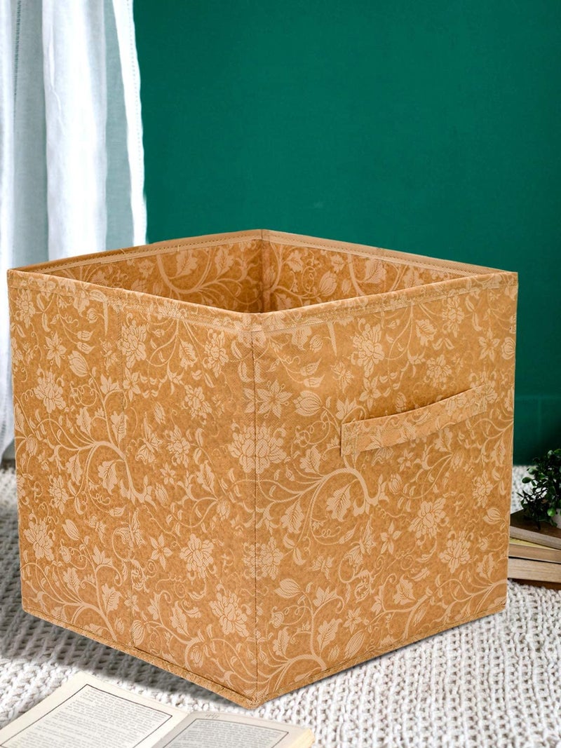 Kuber Industries Kuber Industries Metalic Print Foldable Storage Cube Box|Drawer Wardrobe Organizer for Clothes|Closet Organizer for clothes, Toys, Books|Basket Bins Container|Pack of 2 (Brown)  - Image 3
