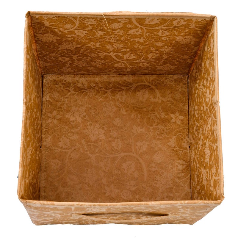 Kuber Industries Kuber Industries Metalic Print Foldable Storage Cube Box|Drawer Wardrobe Organizer for Clothes|Closet Organizer for clothes, Toys, Books|Basket Bins Container|Pack of 2 (Brown)  - Image 5