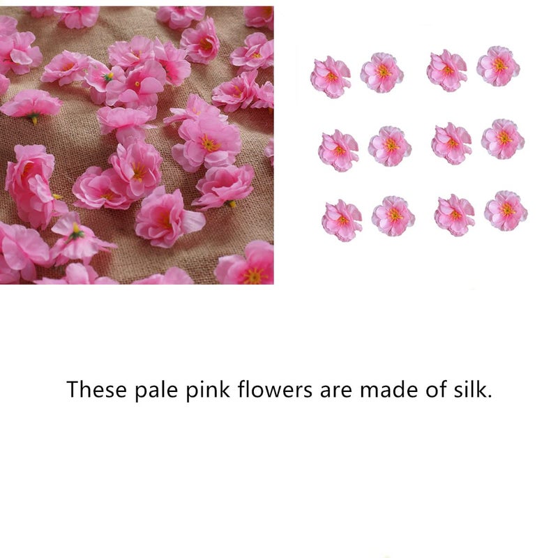 AISIBO Artificial Silk Cherry Blossom Flowers Heads  50PCS Artificial Cherry Blossom Flower  Cherry Blossom Fake Silk for Bridal Hair Clips Headbands Dress DIY Accessories Wedding Party(Pink) - Image 3