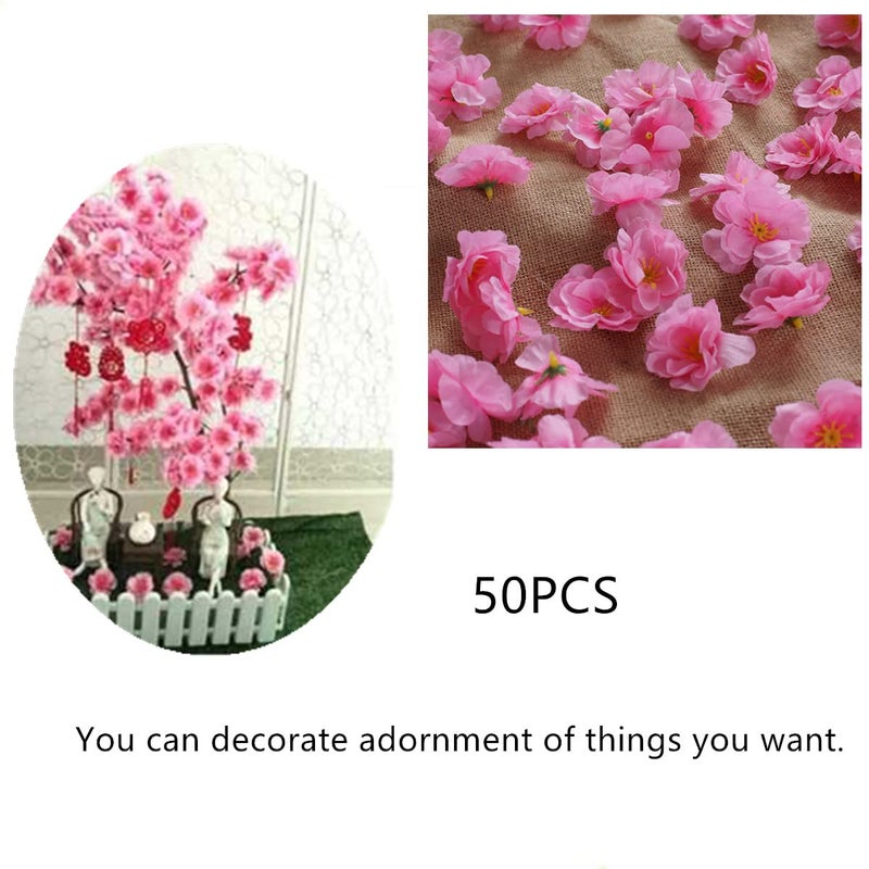 AISIBO Artificial Silk Cherry Blossom Flowers Heads  50PCS Artificial Cherry Blossom Flower  Cherry Blossom Fake Silk for Bridal Hair Clips Headbands Dress DIY Accessories Wedding Party(Pink) - Image 4