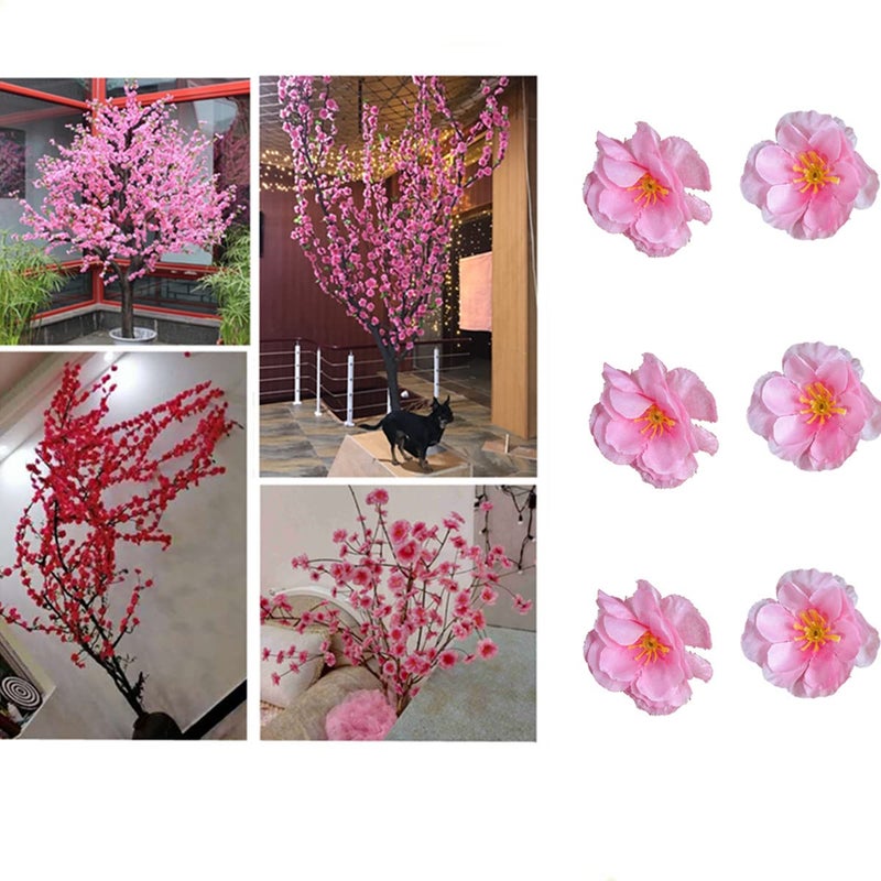 AISIBO Artificial Silk Cherry Blossom Flowers Heads  50PCS Artificial Cherry Blossom Flower  Cherry Blossom Fake Silk for Bridal Hair Clips Headbands Dress DIY Accessories Wedding Party(Pink) - Image 5