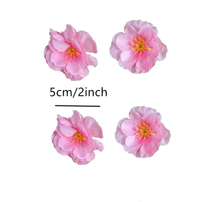 AISIBO Artificial Silk Cherry Blossom Flowers Heads  50PCS Artificial Cherry Blossom Flower  Cherry Blossom Fake Silk for Bridal Hair Clips Headbands Dress DIY Accessories Wedding Party(Pink) - Image 2