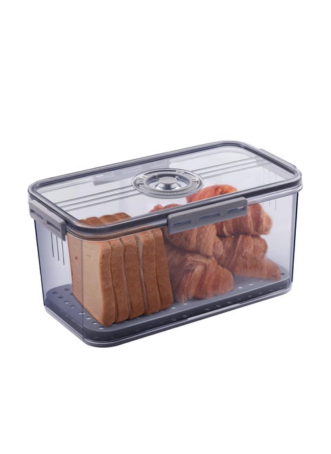Bread Boxes for Kitchen Counter Airtight, Time Recording Bread Storage Container with Lid, Bread Keeper for Homemade Bread, Toast, Bagel, Donut and Cookies, Grey