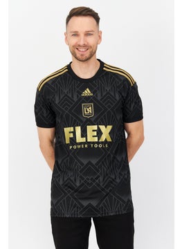 Adidas Men Sportswear Fit Los Angeles FC Short Sleeve Football Jersey, Black Combo  - Image 1
