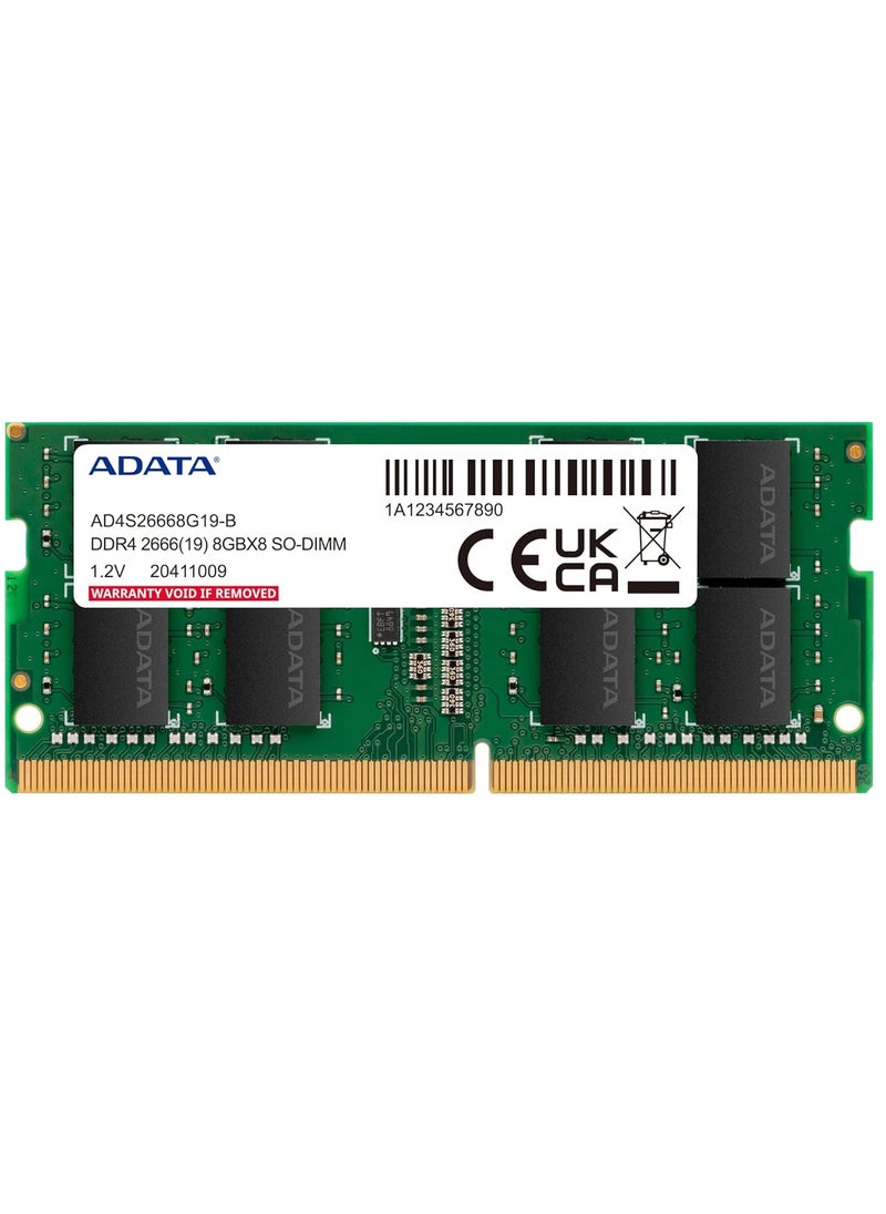 ADATA - XPG Premier 8GB Single DDR4 2666Mhz CL19 PC4-21000 260-Pin SODIMM Memory RAM Single (AD4S26668G19-SGN) - Image 1