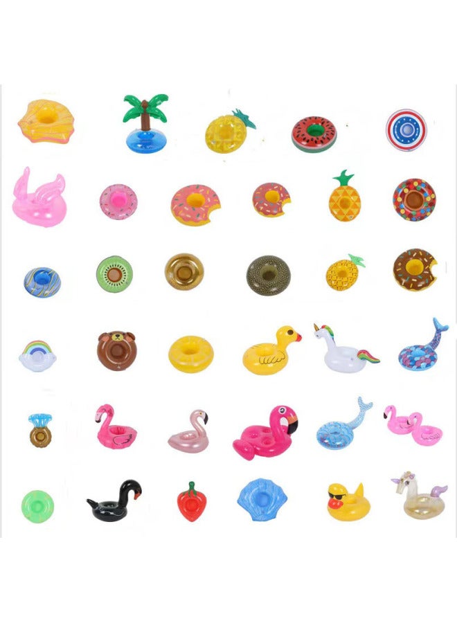 Inflatable Flamingo Donut Lemon Watermelon Pineapple Crab Love Cup Holder Inflatable Water Coaster-Color:Donut Brown-Specifications:Inflatable Cup Holder  - Image 2