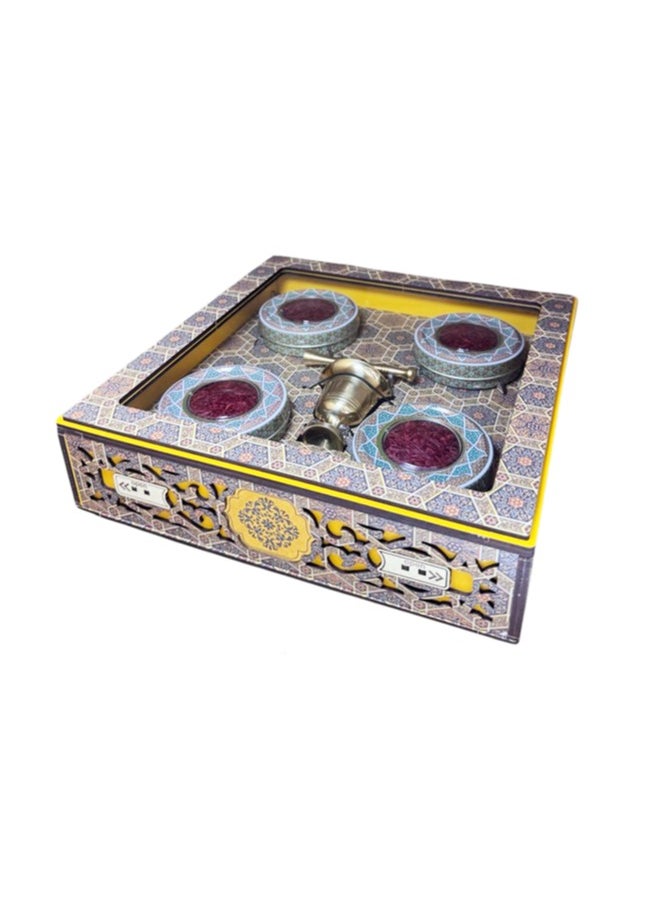 ZARCHIN Wooden Saffron Box with Mortar & 4 x 1g Super Negin Saffron Tin Container | Ideal Gift Set | Multiple Colors  - Image 1