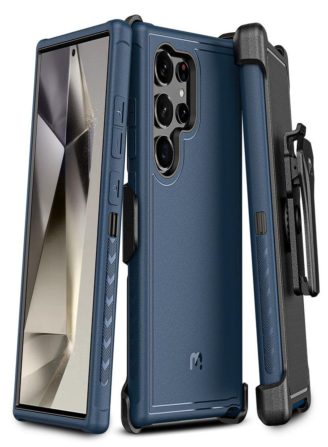 جراب MYBAT Pro Maverick Series لهاتف سامسونج جالاكسي S24 ألترا مع مشبك حزام، 6.8 بوصة، جراب حماية متين للغاية بمواصفات عسكرية مع حامل دوار 360 درجة (بدون واقي شاشة) أزرق - Image 1