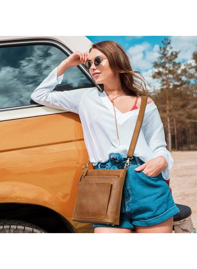 S-ZONE Leather Crossbody Bag for Women Vintage Cross Body Bags Shoulder Purse Ladies Medium Handbag with Multi Pockets - Image 1