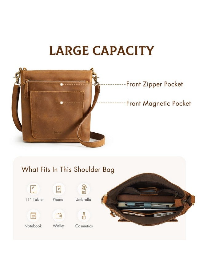 S-ZONE Leather Crossbody Bag for Women Vintage Cross Body Bags Shoulder Purse Ladies Medium Handbag with Multi Pockets - Image 4