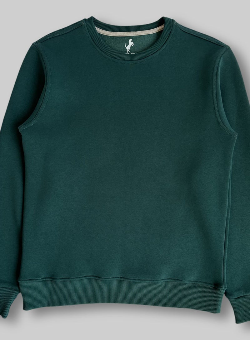 Horse Polo Sweatshirt Round Neck, Green - Image 3