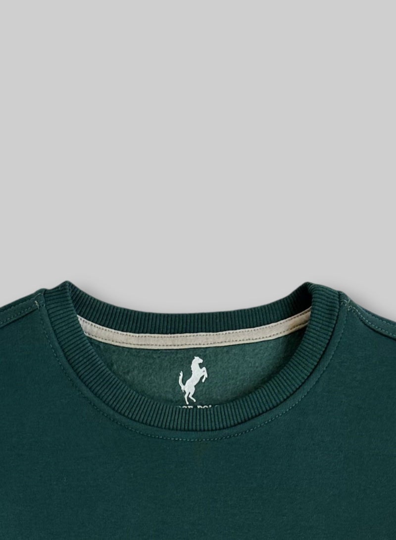 Horse Polo Sweatshirt Round Neck, Green - Image 4