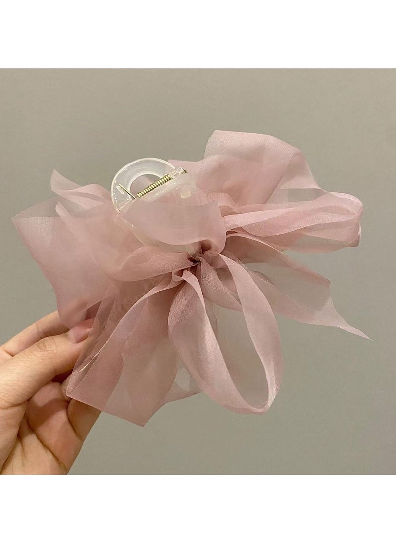 Goolsky New Mesh Bow Grip Clip Female Ponytail Braid Hair Claw Clip Elegant Girl Hair Clip Hair Accessories Gift Headdress  - Image 4