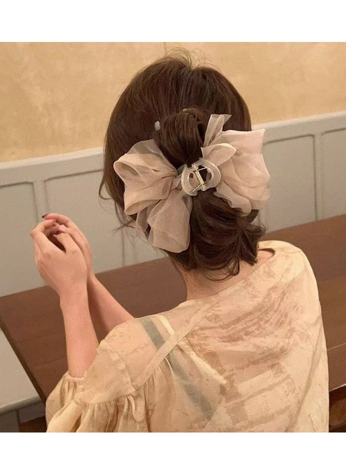Goolsky New Mesh Bow Grip Clip Female Ponytail Braid Hair Claw Clip Elegant Girl Hair Clip Hair Accessories Gift Headdress  - Image 2