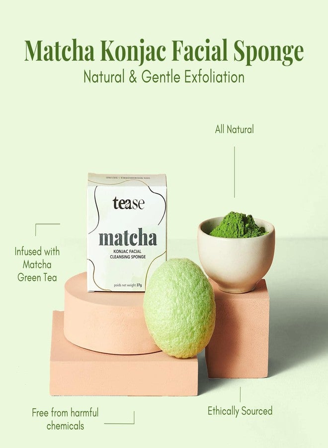 Tease Tea Facial Exfoliator Sponge - Matcha Konjac Facial Sponge, Face Sponge for Cleansing, Konjac Sponge, Exfoliating Sponge for Face, Facial Scrubber Infused with Matcha Green Tea for All Skin - Image 2