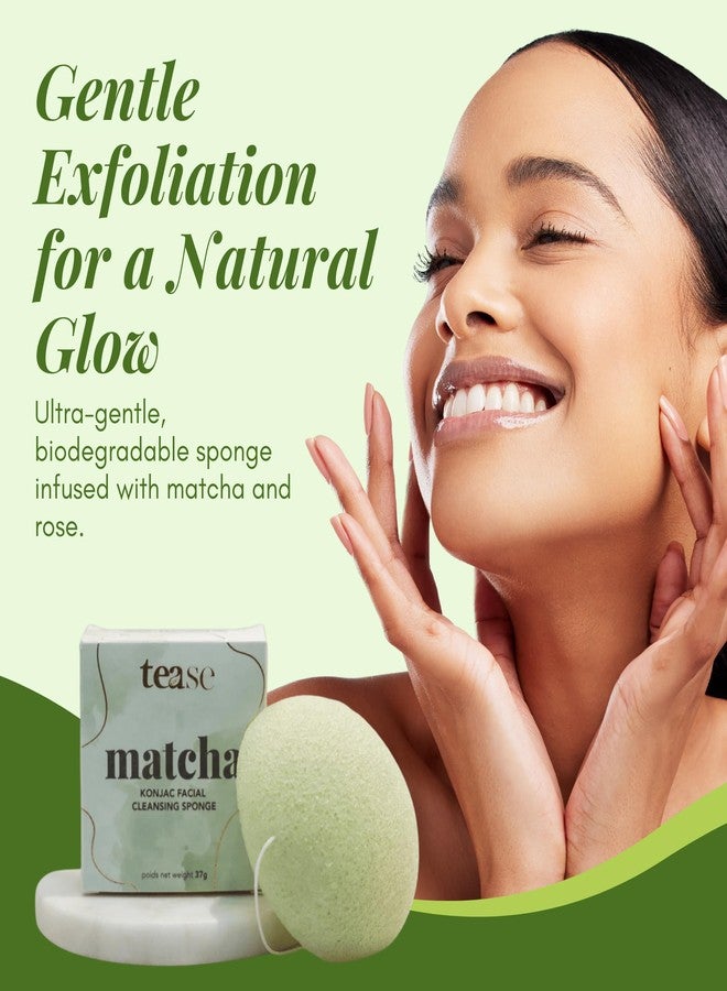 Tease Tea Facial Exfoliator Sponge - Matcha Konjac Facial Sponge, Face Sponge for Cleansing, Konjac Sponge, Exfoliating Sponge for Face, Facial Scrubber Infused with Matcha Green Tea for All Skin - Image 3