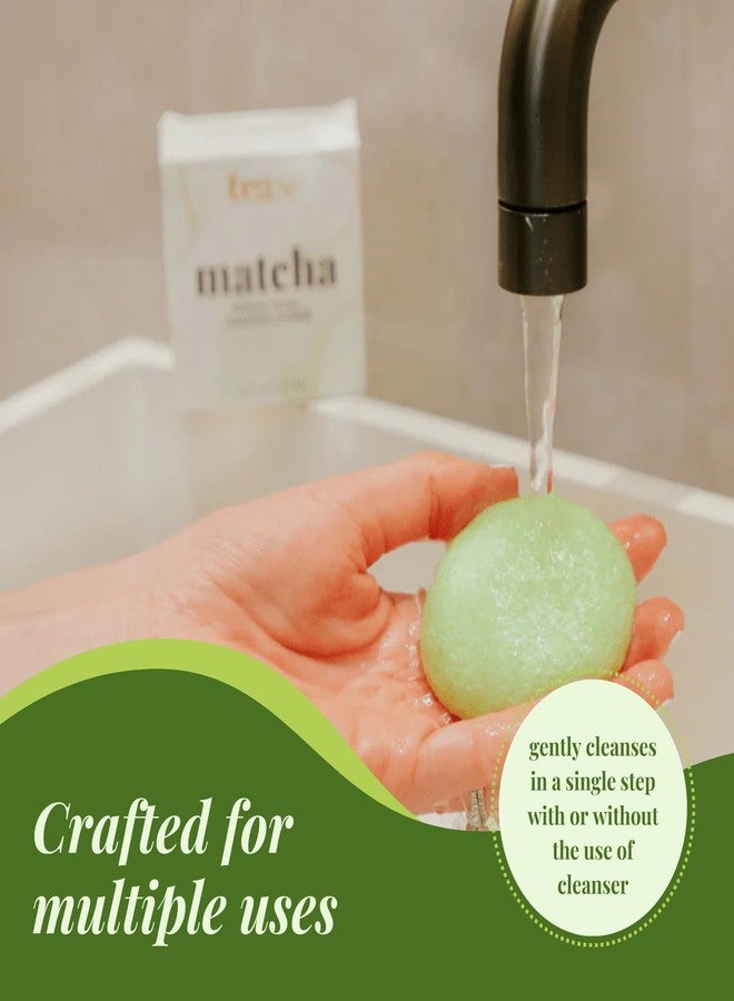 Tease Tea Facial Exfoliator Sponge - Matcha Konjac Facial Sponge, Face Sponge for Cleansing, Konjac Sponge, Exfoliating Sponge for Face, Facial Scrubber Infused with Matcha Green Tea for All Skin - Image 5