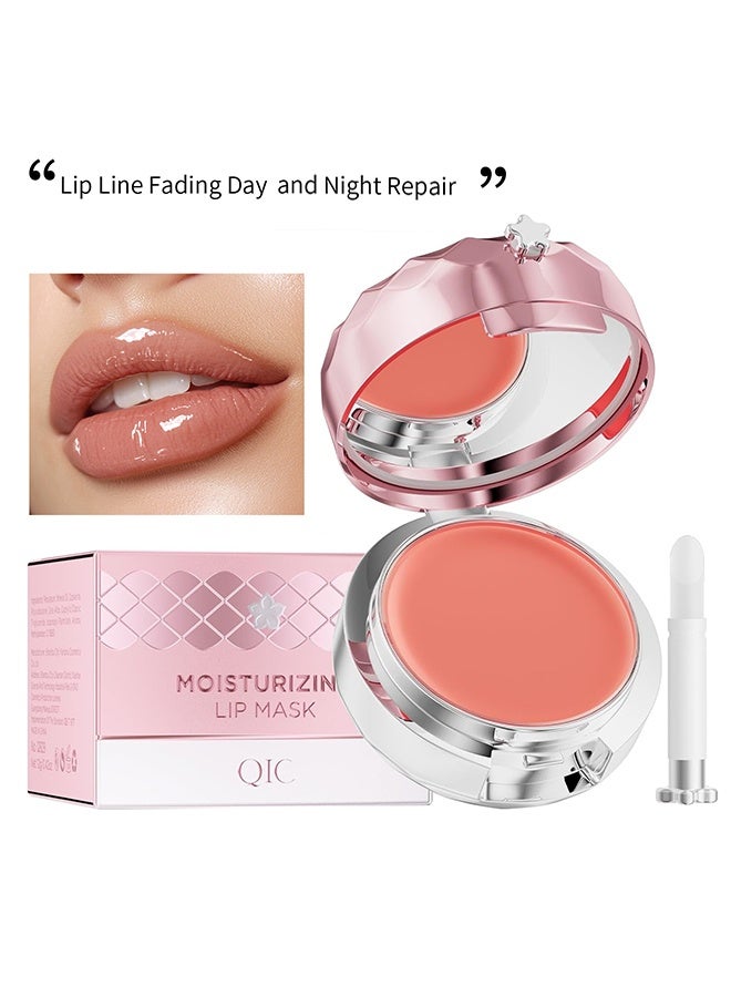كيو اي سي قناع الشفاه المرطب ، قناع الشفاه للنوم ، قناع الشفاه مع فرشاة ومرآة للإصلاح ليلا ونهارا ، تقليل خطوط الشفاه والتجاعيد ، قناع نوم الشفاه الناعم الناعم والمرطب الغني بالملمس 12 جم - Image 1