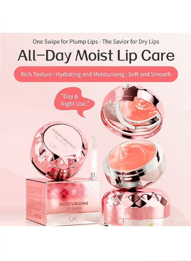 كيو اي سي قناع الشفاه المرطب ، قناع الشفاه للنوم ، قناع الشفاه مع فرشاة ومرآة للإصلاح ليلا ونهارا ، تقليل خطوط الشفاه والتجاعيد ، قناع نوم الشفاه الناعم الناعم والمرطب الغني بالملمس 12 جم - Image 2