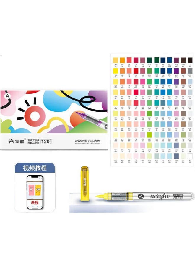 Grasp Direct Liquid Acrylic Marker 120 Colors Student Special Non-Transparent Stackable Children'S Elementary School Watercolor Pen Paint Pen Drawing Pen - Image 2