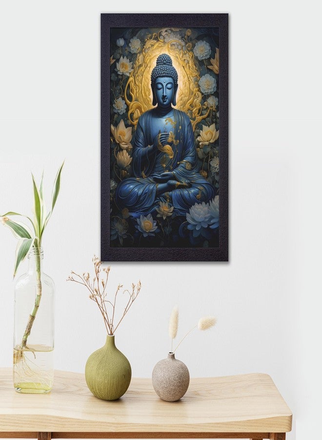 Masstone Decorative Gautam Buddha in Meditation Wall Painting with UV Textured Effect Framed HD, 50x35 cm Wall Hanging Photos Home Décor Wall Art For Living Room, Bedroom, Office - Image 3