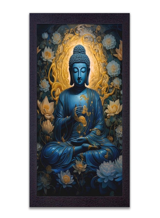 Masstone Decorative Gautam Buddha in Meditation Wall Painting with UV Textured Effect Framed HD, 50x35 cm Wall Hanging Photos Home Décor Wall Art For Living Room, Bedroom, Office - Image 1