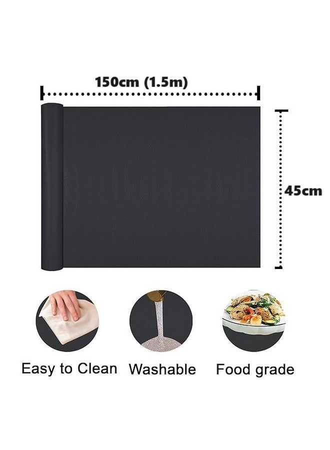 ElastPro ElastPro (45 cm X 1.5 m) Black EVA Food Grade Washable Anti Slip Mat/Sheet for Fridge, Shelf Liner, Table, Kitchen Drawer mat (Diamond Texture, Black)  - Image 2
