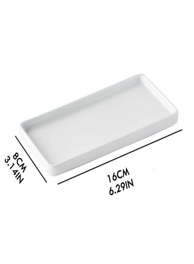 JAKSSO Ceramic Toothbrush Holder for Bathroom Toothbrush Tray for Vanity Countertop Storage Organizer for Holding Toothpaste Dental Floss Picks Makeup Brushes Trays for Household Purposes(Small) - Image 2