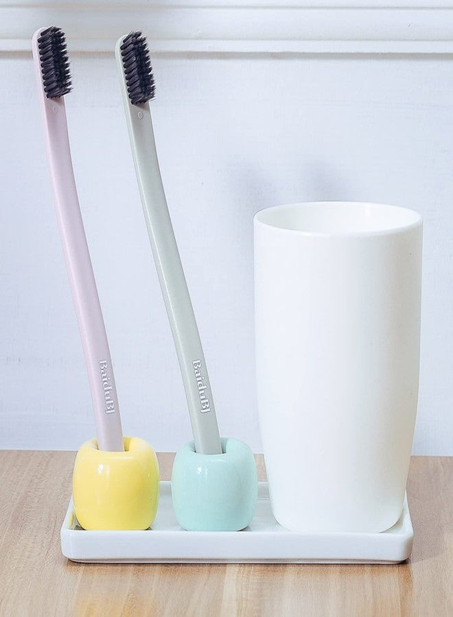 JAKSSO Ceramic Toothbrush Holder for Bathroom Toothbrush Tray for Vanity Countertop Storage Organizer for Holding Toothpaste Dental Floss Picks Makeup Brushes Trays for Household Purposes(Small) - Image 4
