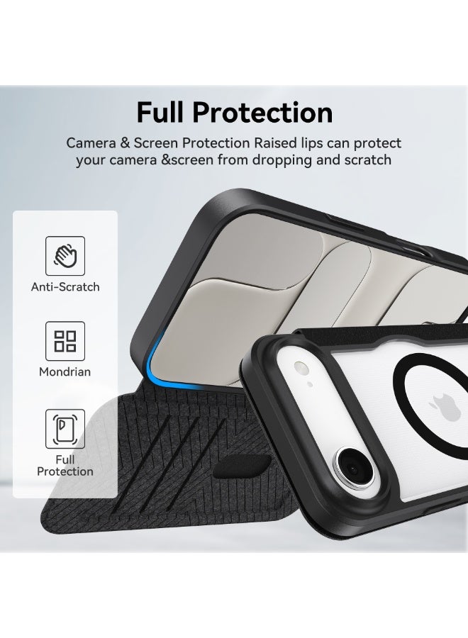 RAPTIC Air Folio for iPhone Air Case MagSafe compatible Folio Wallet [3 Card Slots] Polymeric Leather Cover Magnetic Closure Clear Back [Drop Tested 2 m] - Black - Image 2